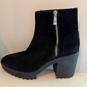 Zara Black Suede Moto Ankle Boots